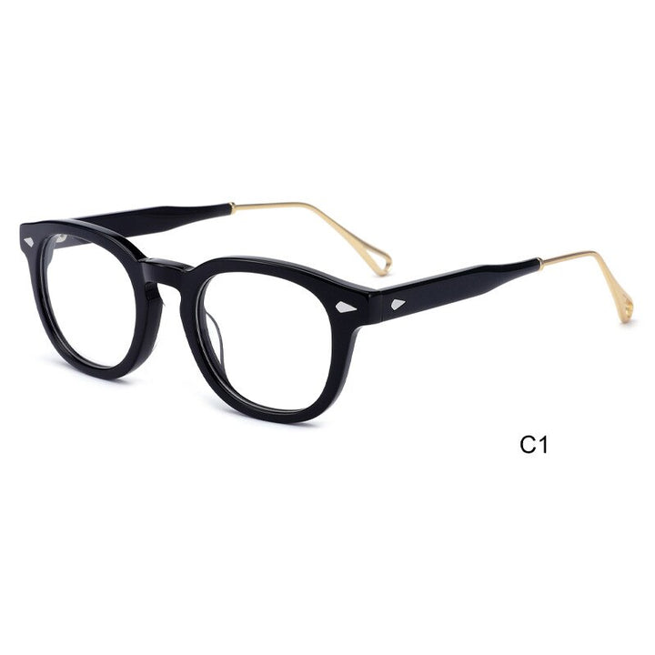 CCspace Men's Full Rim Square Round Acetate Alloy Eyeglasses 55280 Full Rim CCspace Black China