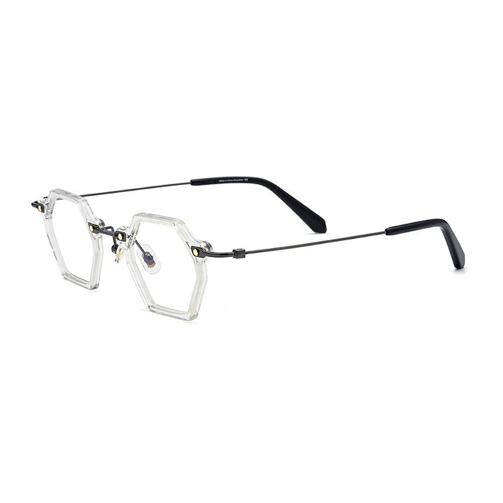 Gatenac Unisex Full Rim Polygonal Square Titanium Acetate Frame Eyeglasses Gxyj754 Full Rim Gatenac Transparent