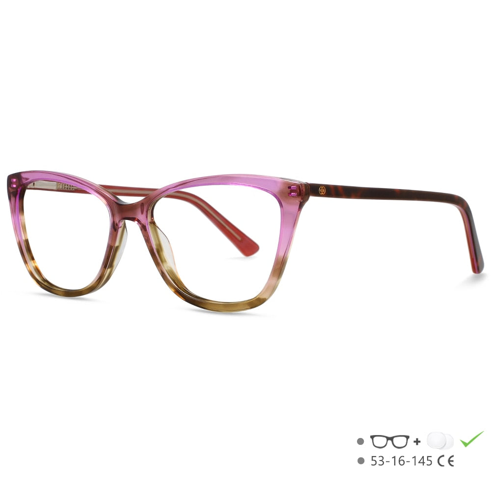 CCspace Unisex Full Rim Square Cat Eye Acetate Eyeglasses 55569 Full Rim CCspace C5 China