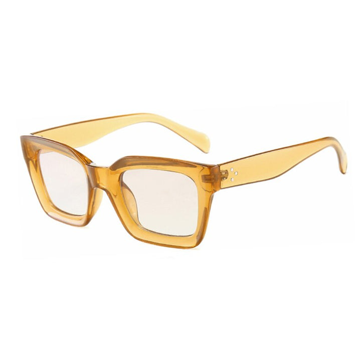 CCspace Unisex Full Rim Square Cat Eye Resin Rivet Frame Eyeglasses 47105 Full Rim CCspace tea