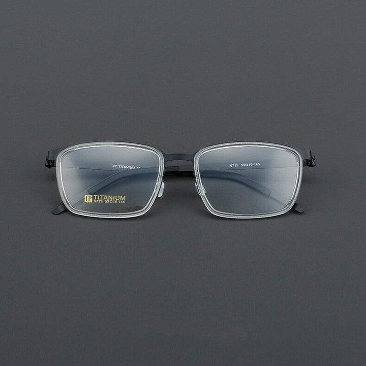 CCspace Unisex Full Rim Square Acetate Titanium Eyeglasses 55023 Full Rim CCspace ClearBlack China