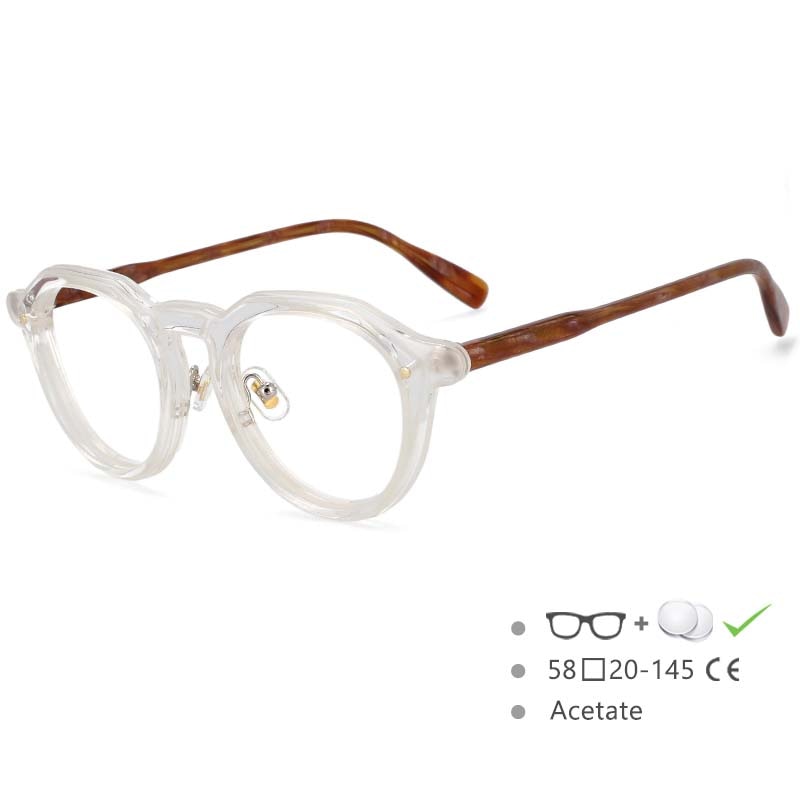 CCspace Unisex Full Rim Round Acetate Frame Eyeglasses 54541 Full Rim CCspace clear China