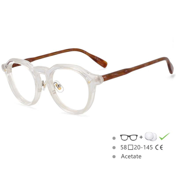 CCspace Unisex Full Rim Round Acetate Frame Eyeglasses 54541 Full Rim CCspace clear China