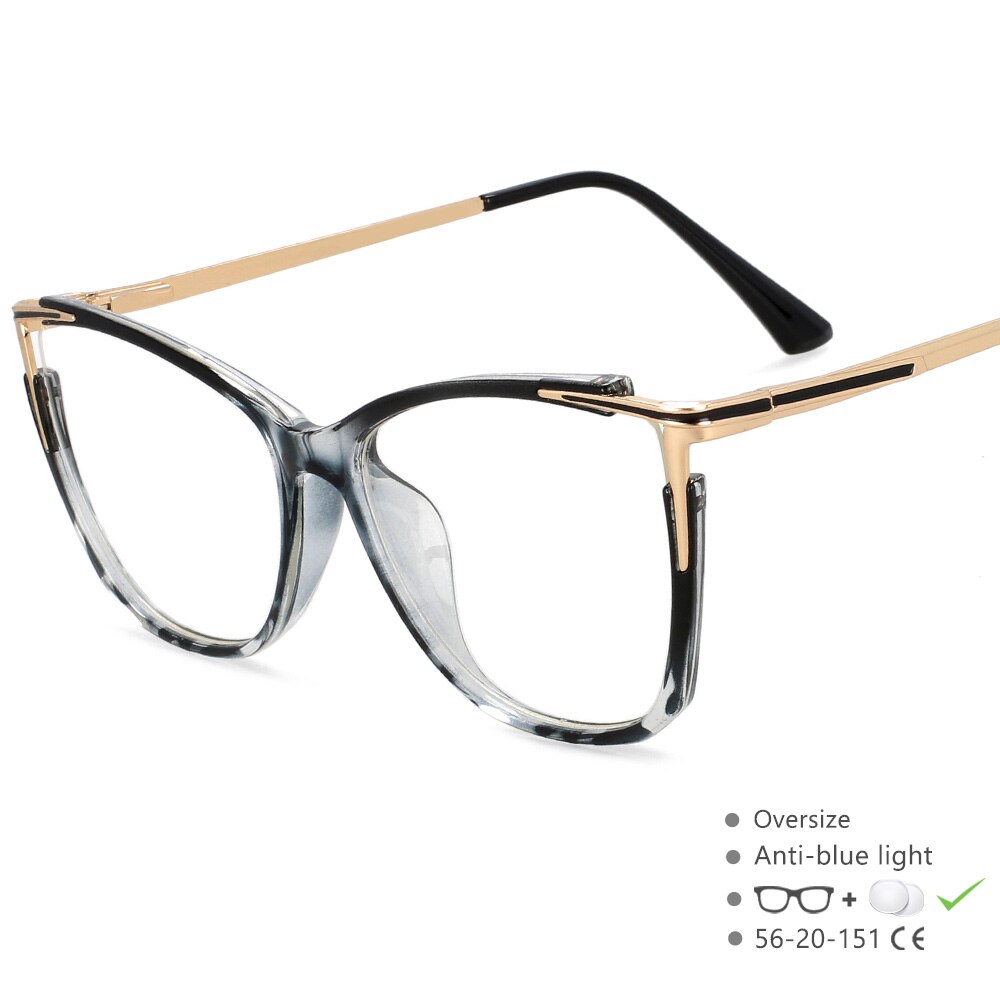 CCspace Unisex Full Rim Square Acetate Alloy Eyeglasses 55409 Full Rim CCspace China BlackBean