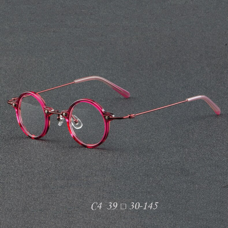 CCspace Women's Full Rim Round Acetate Eyeglasses 55275 Full Rim CCspace RoseRed China