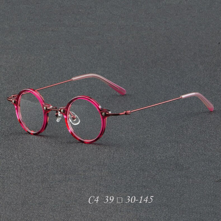 CCspace Women's Full Rim Round Acetate Eyeglasses 55275 Full Rim CCspace RoseRed China
