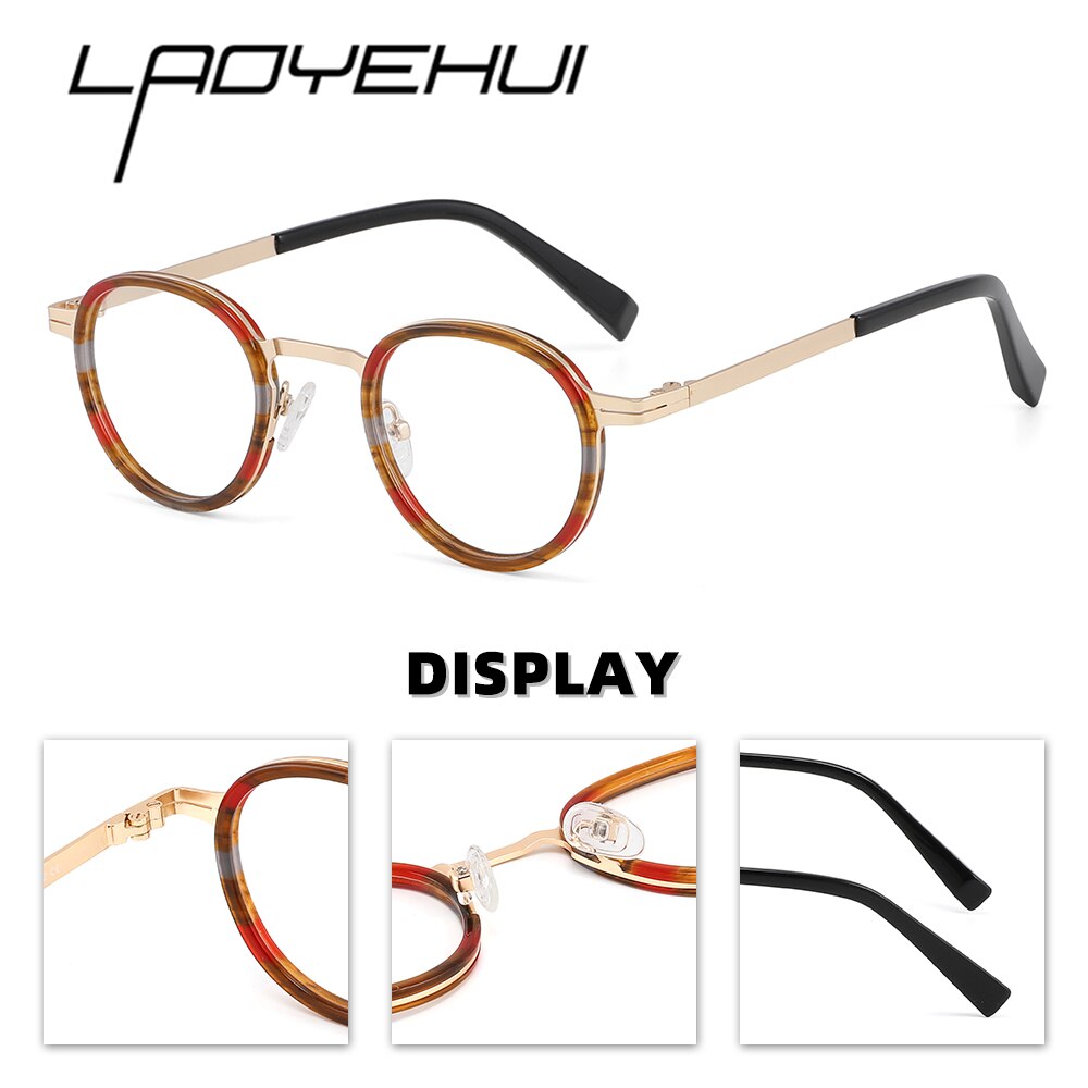 Laoyehui Unisex Full Rim Round Acetate Alloy Reading Glasses Anti-Blue Light Glg8835 Reading Glasses Laoyehui   