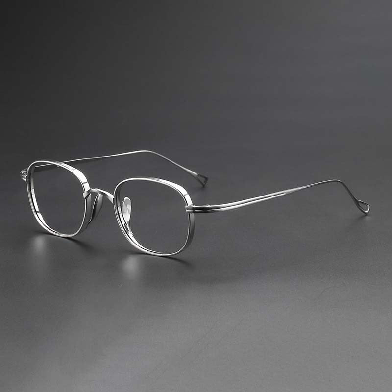 CCspace Unisex Full Rim Hand Crafted Round Titanium Frame Eyeglasses 54595 Full Rim CCspace Silver China