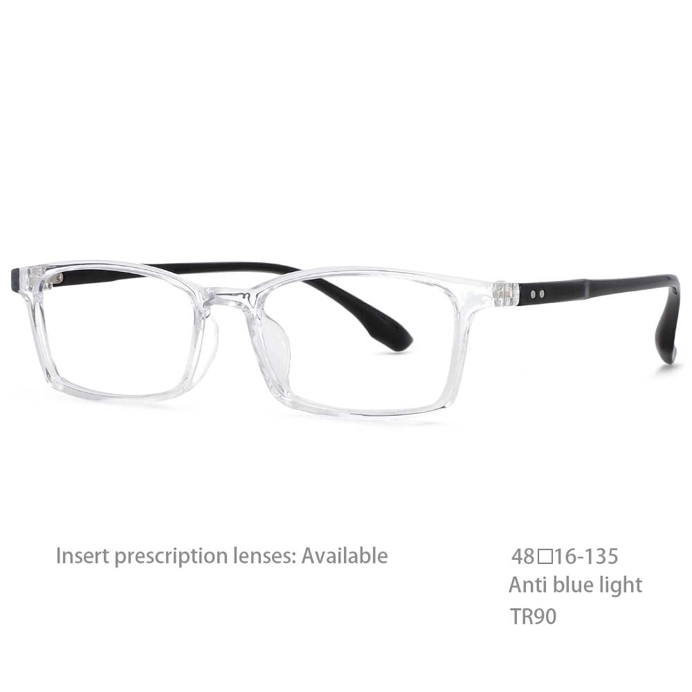 CCspace Unisex Youth Size Full Rim Rectangle Tr 90 Titanium Frame Eyeglasses 54465 Full Rim CCspace China Clear