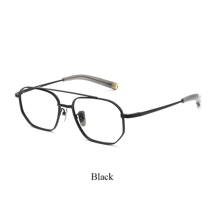 Bclear Unisex Full Rim Square Double Bridge Titanium Eyeglasses Bsf07518 Full Rim Bclear Black