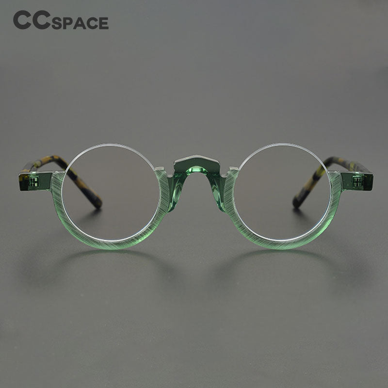 CCspace Unisex Semi Rim Round Acetate Eyeglasses 55258 Semi Rim CCspace