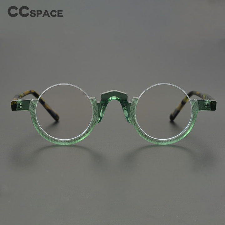 CCspace Unisex Semi Rim Round Acetate Eyeglasses 55258 Semi Rim CCspace