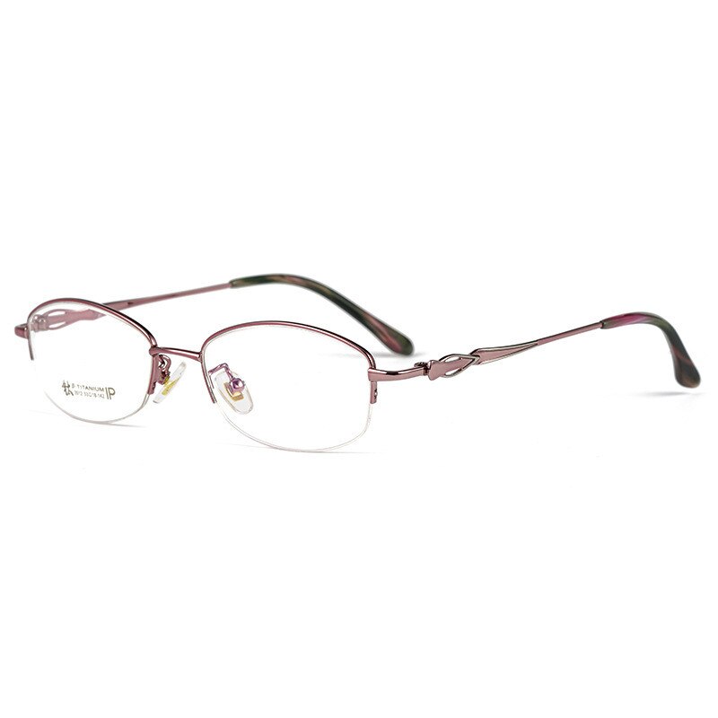 KatKani Women's Semi Rim Rectangular Alloy Frame Eyeglasses 3512x Semi Rim KatKani Eyeglasses Pink  