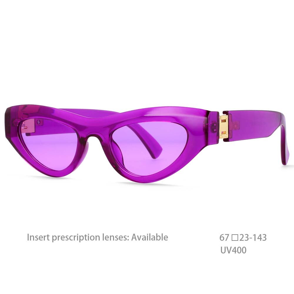 CCSpace Women's Full Rim Cat Eye Resin Frame Sunglasses 54473 Sunglasses CCspace Sunglasses Purple white 