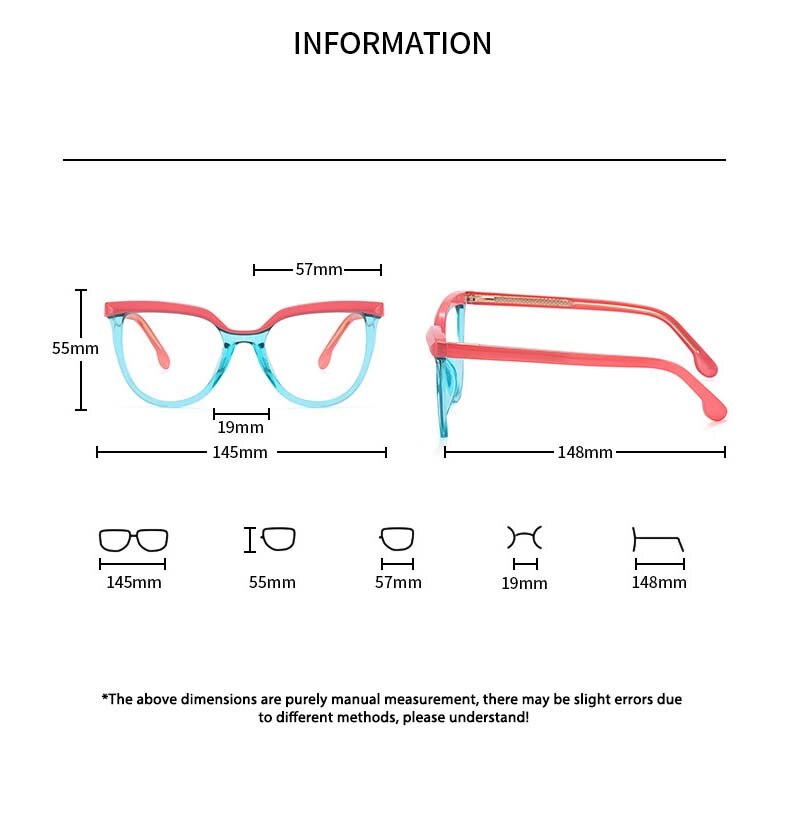 CCspace Unisex Full Rim Square Cat Eye Tr 90 Titanium Eyeglasses 54724 Full Rim CCspace