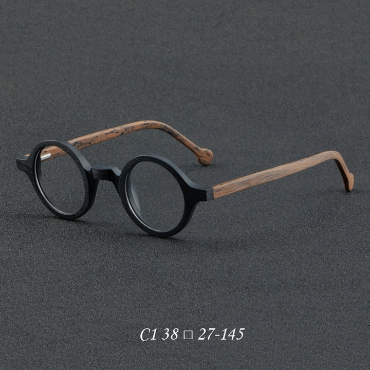 CCspace Unisex Full Rim Round Acetate Eyeglasses 55724 Full Rim CCspace Black China