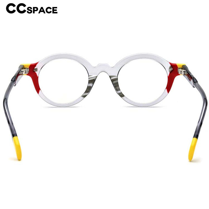CCspace Unisex Full Rim Round Acetate Eyeglasses 53153 Full Rim CCspace