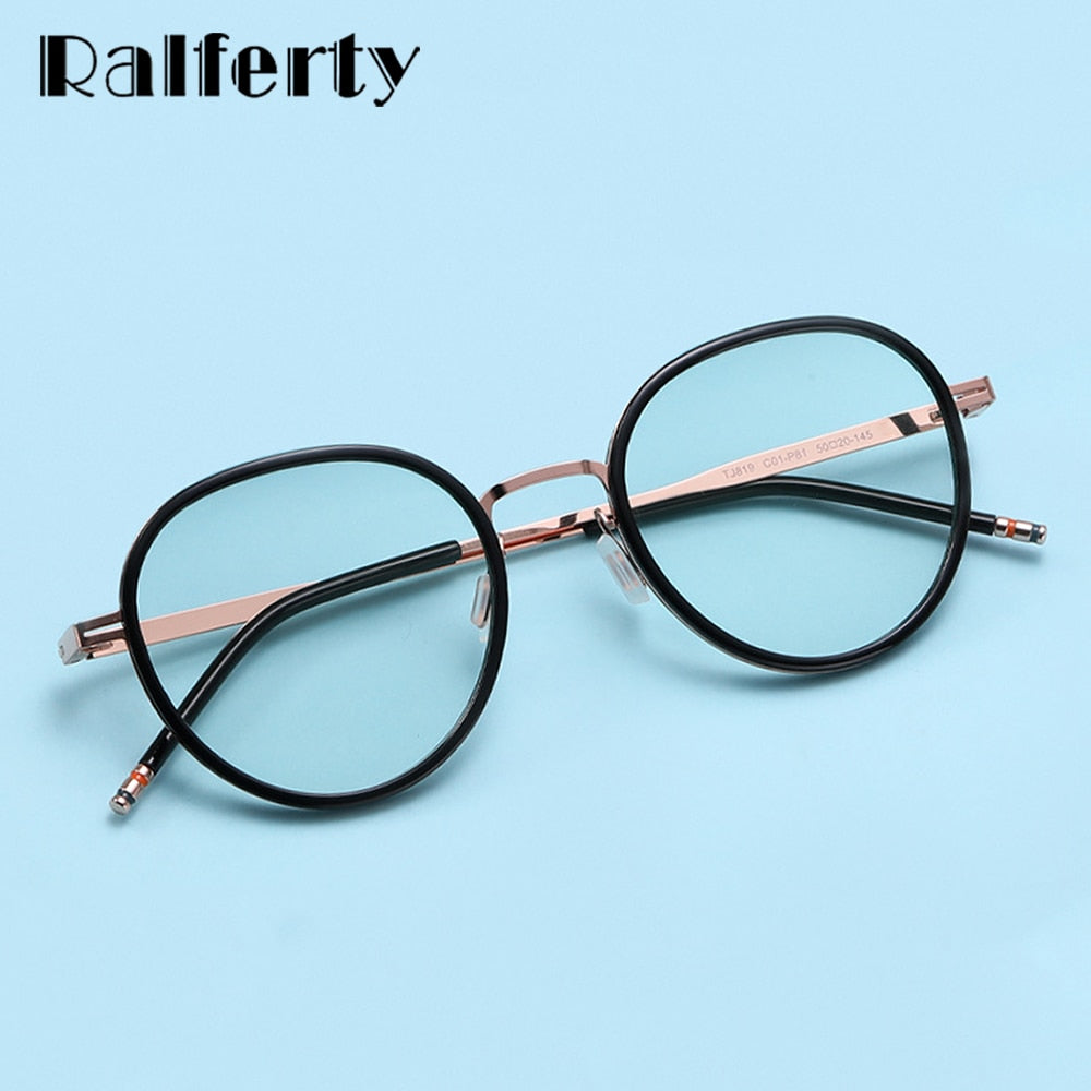 Ralferty Unisex Full Rim Round Acetate Alloy Eyeglasses D819 Full Rim Ralferty