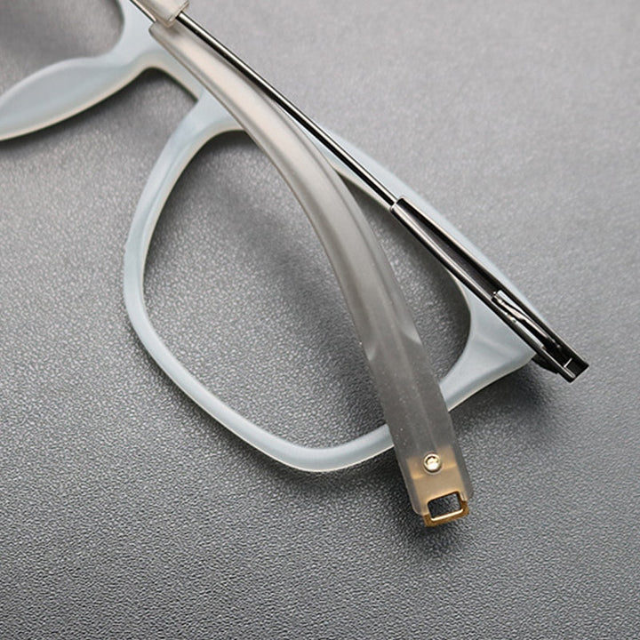 Gatenac Unisex Full Rim Square Titanium Acetate Frame Eyeglasses Gxyj768 Full Rim Gatenac