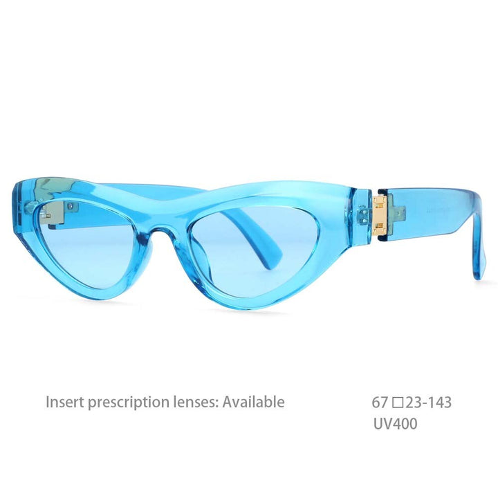 CCSpace Women's Full Rim Cat Eye Resin Frame Sunglasses 54473 Sunglasses CCspace Sunglasses Blue white 