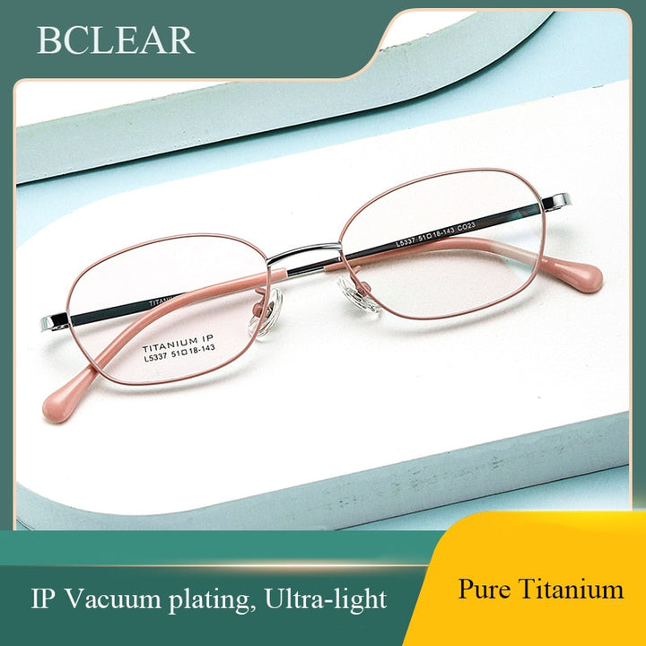 Bclear Unisex Full Rim Small Oval Titanium Frame Eyeglasses Lb5337 Full Rim Bclear