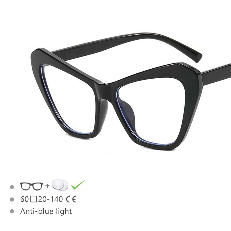 CCspace Women's Full Rim Oversized Cat Eye Acetate Frame Eyeglasses 54494 Full Rim CCspace Black China