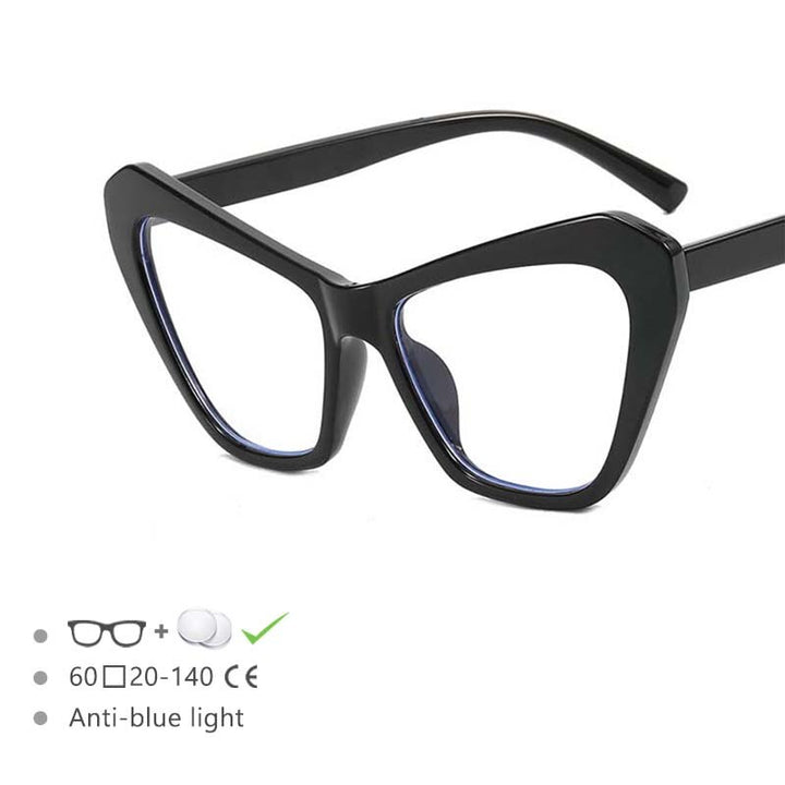 CCspace Women's Full Rim Oversized Cat Eye Acetate Frame Eyeglasses 54494 Full Rim CCspace Black China