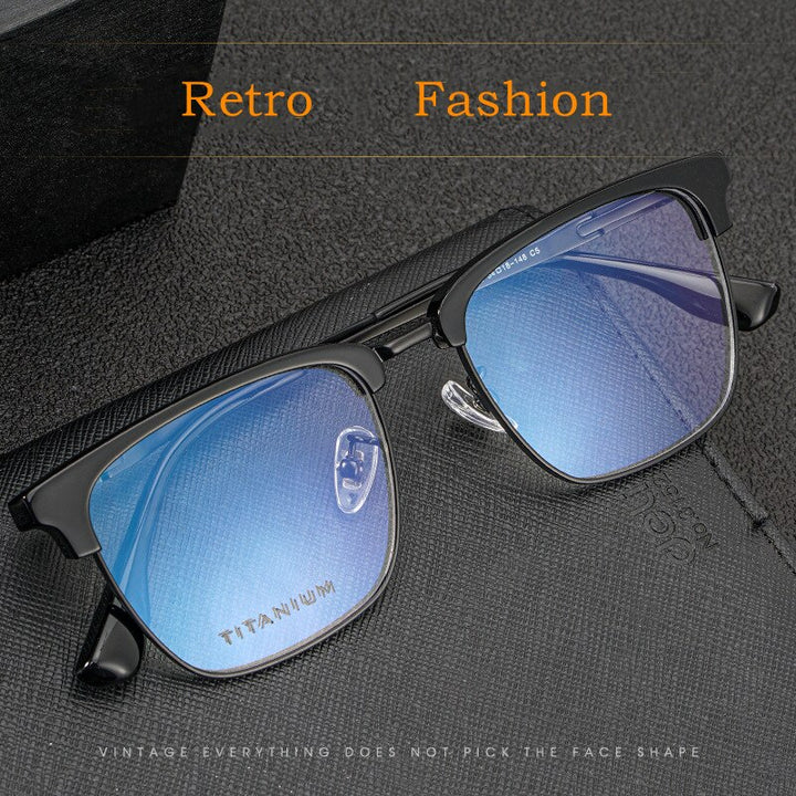 Yimaruili Men's Full Rim Square Acetate Titanium Eyeglasses 8653cmh Full Rim Yimaruili Eyeglasses