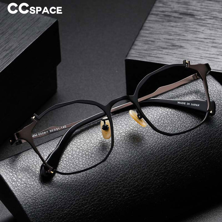 CCspace Unisex Full Rim Irregular Square Titanium Rivet Eyeglasses 54535 Full Rim CCspace