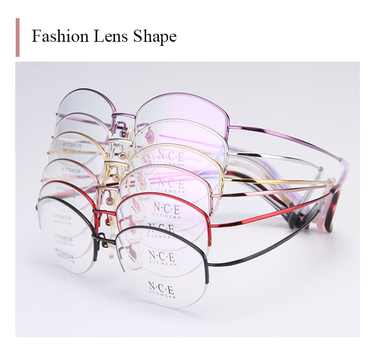 Bclear Women's Semi Rim Titanium Oval Eyeglasses Sc18029 Semi Rim Bclear