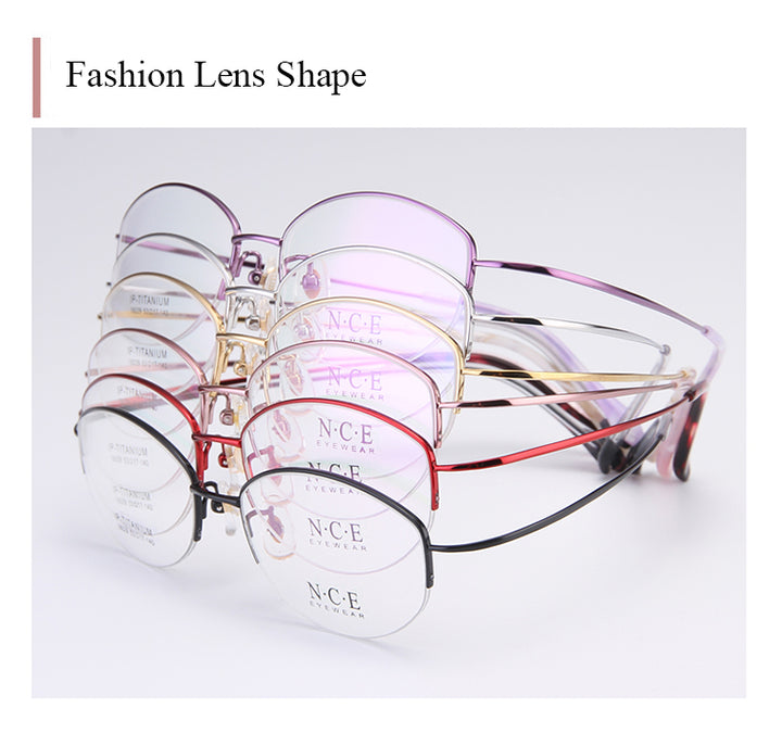 Bclear Women's Semi Rim Titanium Oval Eyeglasses Sc18029 Semi Rim Bclear