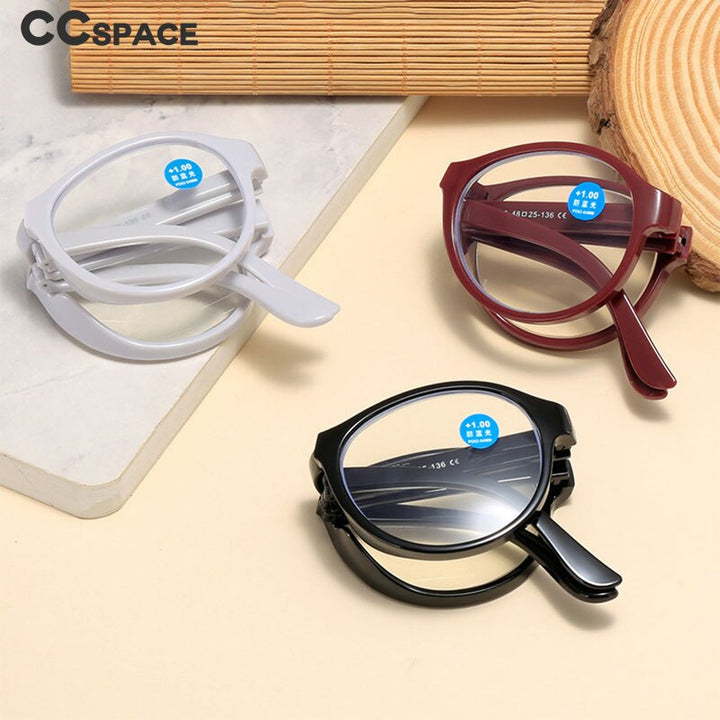 CCspace Unisex Full Rim Round Foldable Acetate Reading Glasses 55502 Reading Glasses CCspace
