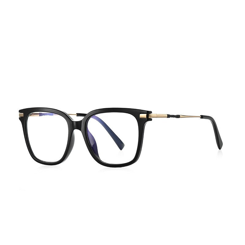 CCspace Unisex Full Rim Square Tr 90 Titanium Eyeglasses 55709 Full Rim CCspace GoldBlack China