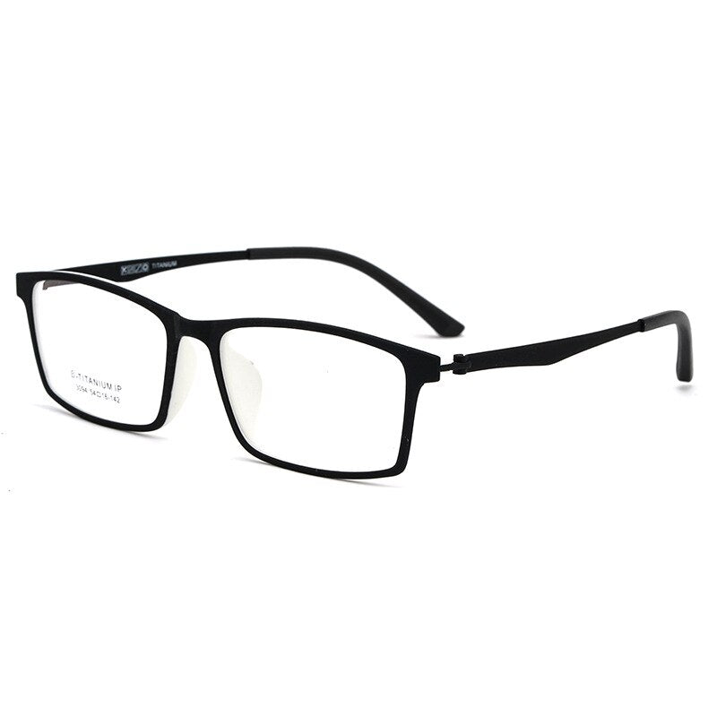 Yimaruili Unisex Full Rim Square Tr 90 Titanium Eyeglasses 023094 Full Rim Yimaruili Eyeglasses Black White
