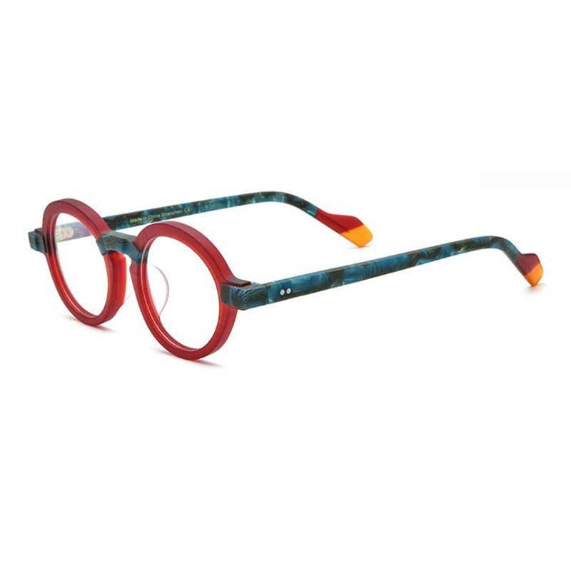 CCspace Unisex Full Rim Irregular Round Acetate Eyeglasses 54704 Full Rim CCspace Matte red blue China
