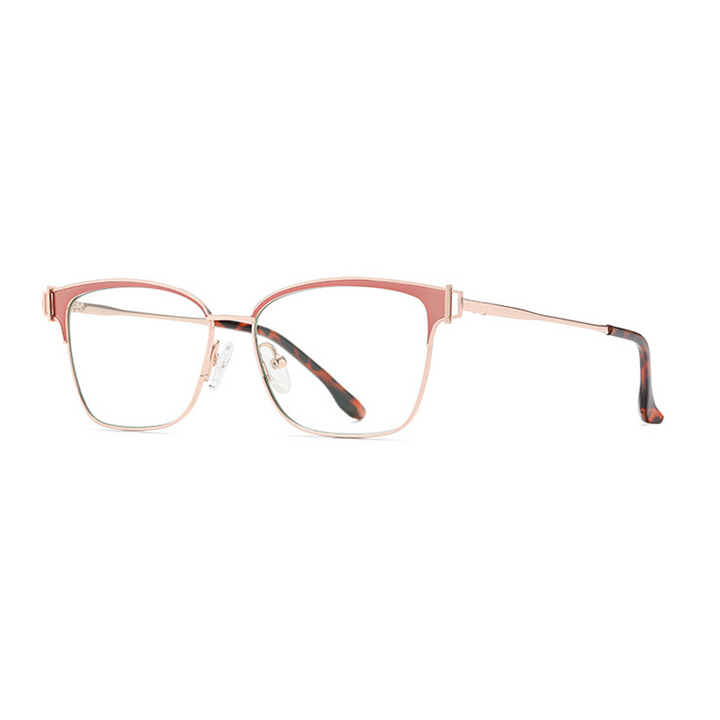 Ralferty Women's Full Rim Square Acetate Alloy Eyeglasses D8612 Full Rim Ralferty China RoseGoldPink