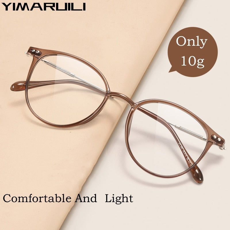 Yimaruili Unisex Full Rim Round Tr 90 Alloy Eyeglasses 90045 Full Rim Yimaruili Eyeglasses