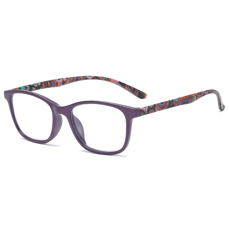 CCspace Women's Full Rim Square Acetate Hyperopic Reading Glasses 54559 Reading Glasses CCspace +100 Purple