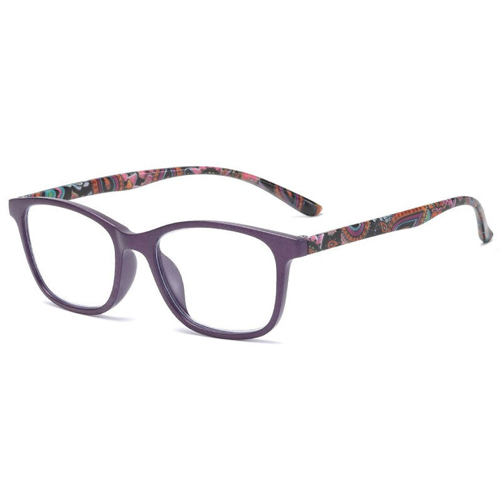 CCspace Women's Full Rim Square Acetate Hyperopic Reading Glasses 54559 Reading Glasses CCspace +100 Purple