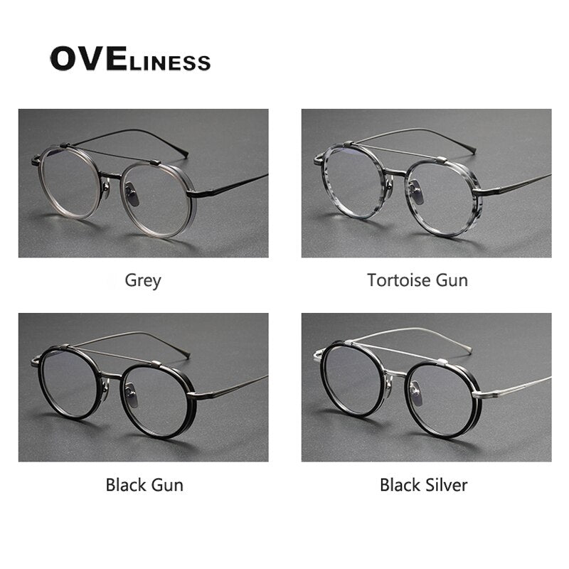 Oveliness Unisex Full Rim Square Double Bridge Acetate Titanium Eyeglasses Kj32 Full Rim Oveliness