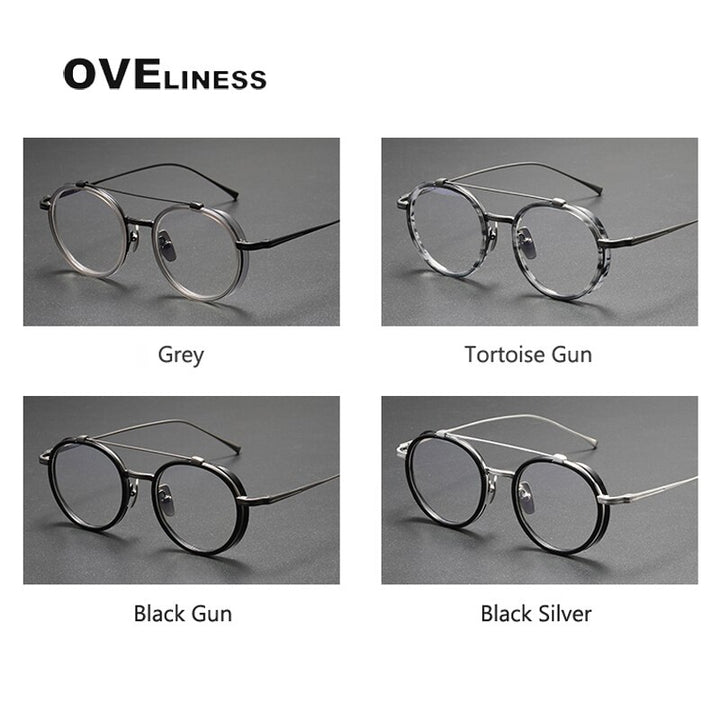Oveliness Unisex Full Rim Square Double Bridge Acetate Titanium Eyeglasses Kj32 Full Rim Oveliness