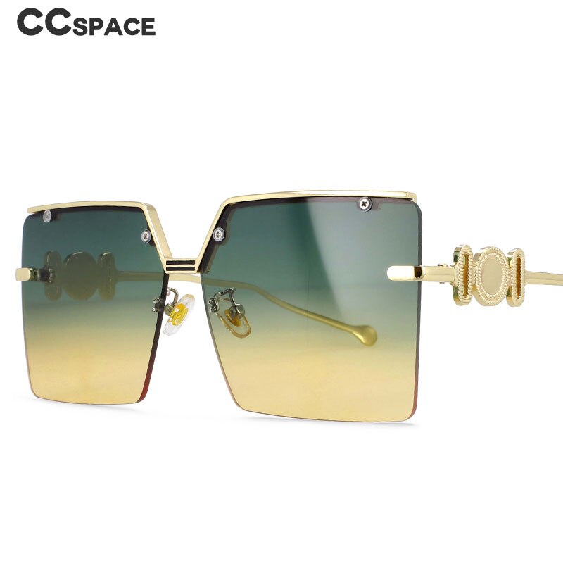 CCspace Women's Rimless Oversized Rectangle Alloy Frame Sunglasses 54213 Sunglasses CCspace Sunglasses