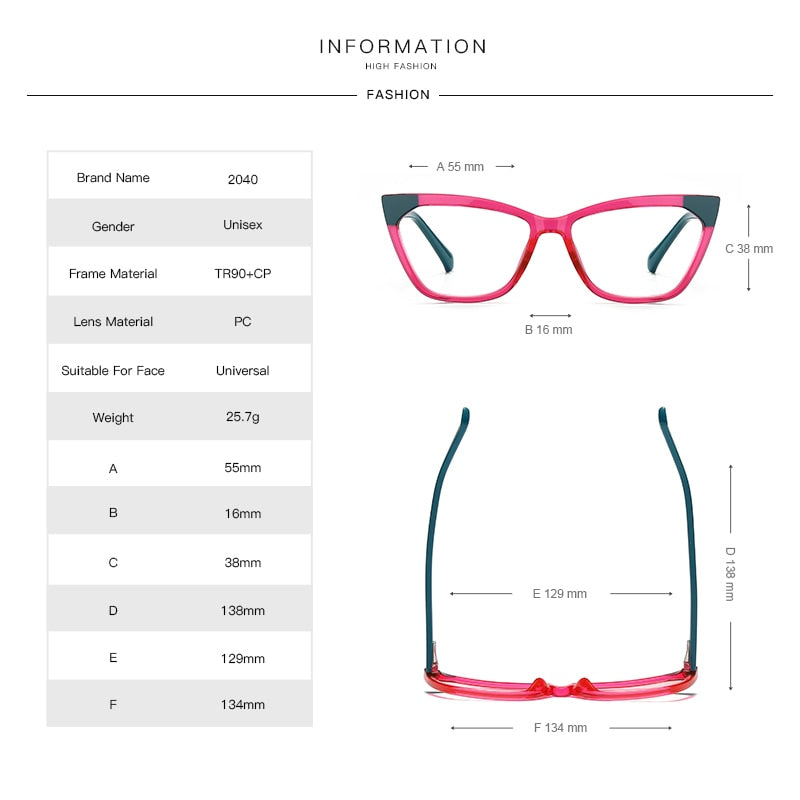 Gmei Women's Full Rim TR 90 Titanium Cat Eye Frame Eyeglasses 2040 Full Rim Gmei Optical
