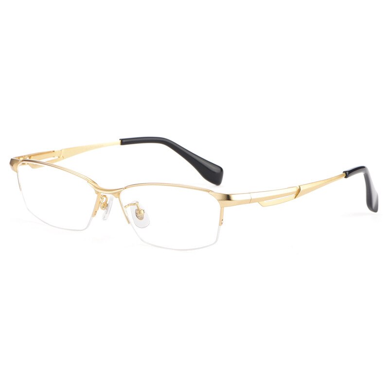 Hotochki Men's Semi Rim Rectangle Titanium Frame Eyeglasses E85759 Semi Rim Hotochki C2
