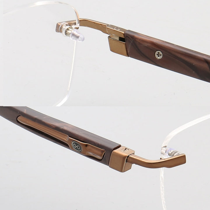 Muzz Men's Rimless Square Acetate Titanium Eyeglasses 108 Rimless Muzz