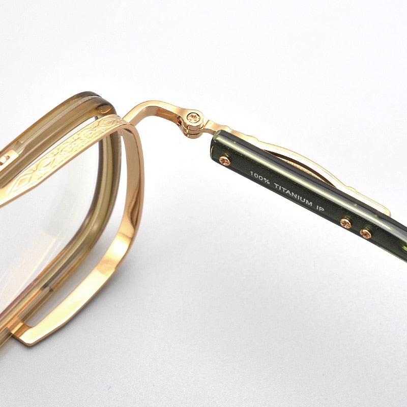 Muzz Unisex Full Rim Square Acetate Titanium Eyeglasses E005 Full Rim Muzz