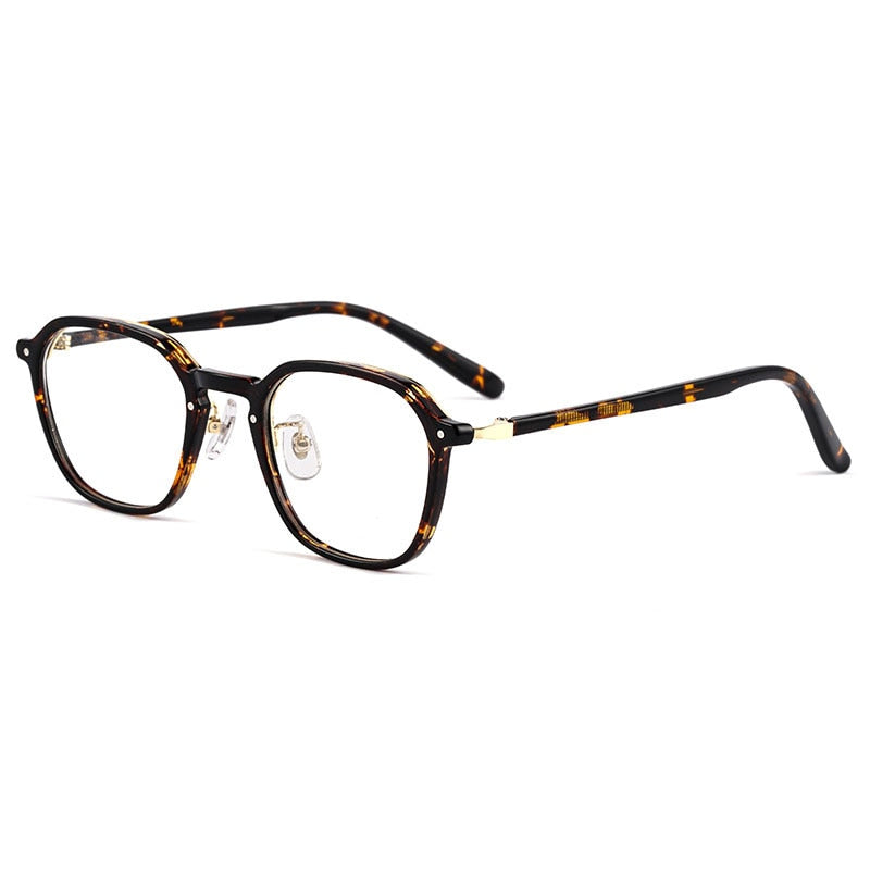 Yimaruili Unisex Full Rim Small Oval Acetate Alloy Eyeglasses KBT98C51 Full Rim Yimaruili Eyeglasses Tortoiseshell