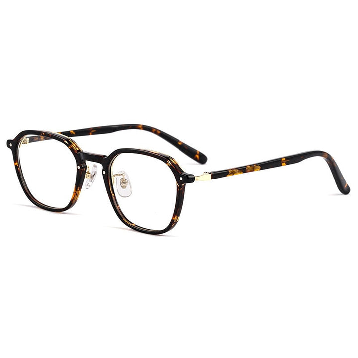Yimaruili Unisex Full Rim Small Oval Acetate Alloy Eyeglasses KBT98C51 Full Rim Yimaruili Eyeglasses Tortoiseshell