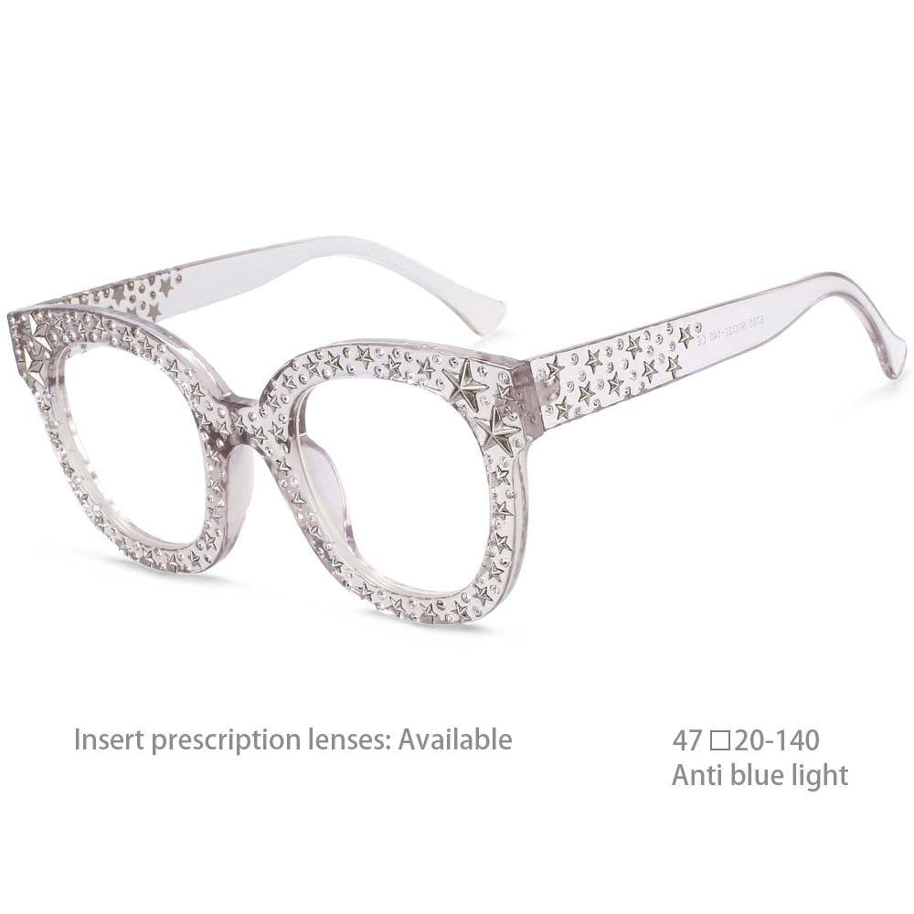 CCspace Women's Full Rim Cat Eye Square Acetate Frame Sunglasses 45261 Sunglasses CCspace Sunglasses clear-clear