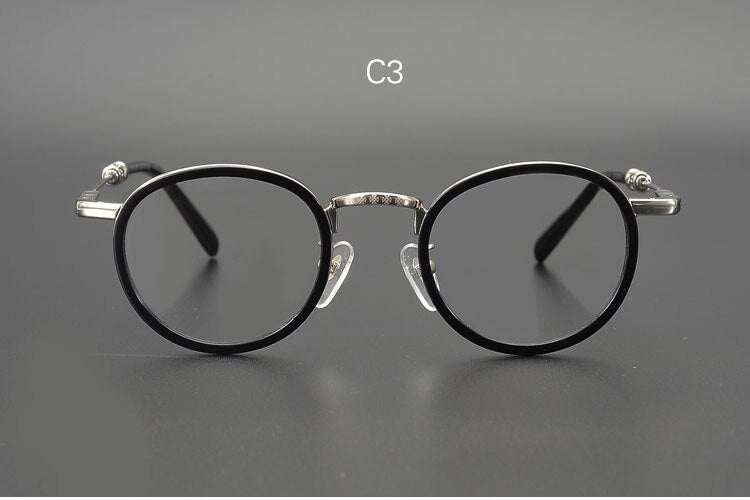 Yujo Unisex Full Rim Round Acetate Stainless Steel Eyeglasses Full Rim Yujo C3 China